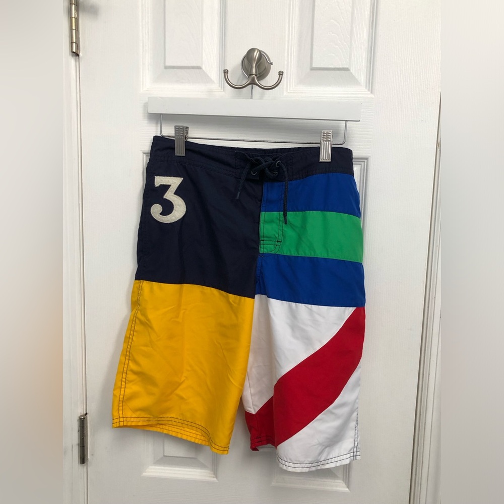 Polo Ralph Lauren Boys Size L 14 16 Colorblock Swim Trunks Bathing Suit Multi